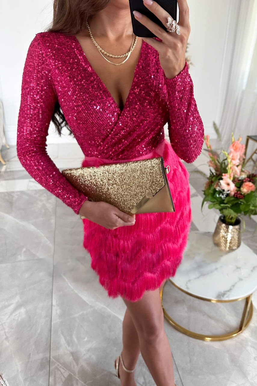 Autumn And Winter New Party Sequins Multicolor Dress