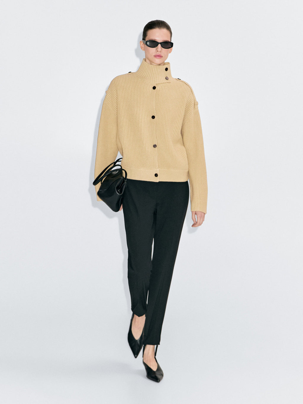 Solenne Turtleneck Knitted Cardigan