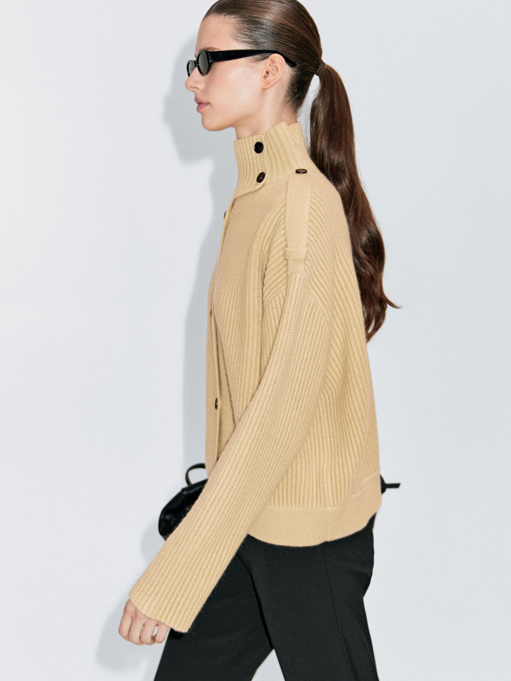 Solenne Turtleneck Knitted Cardigan