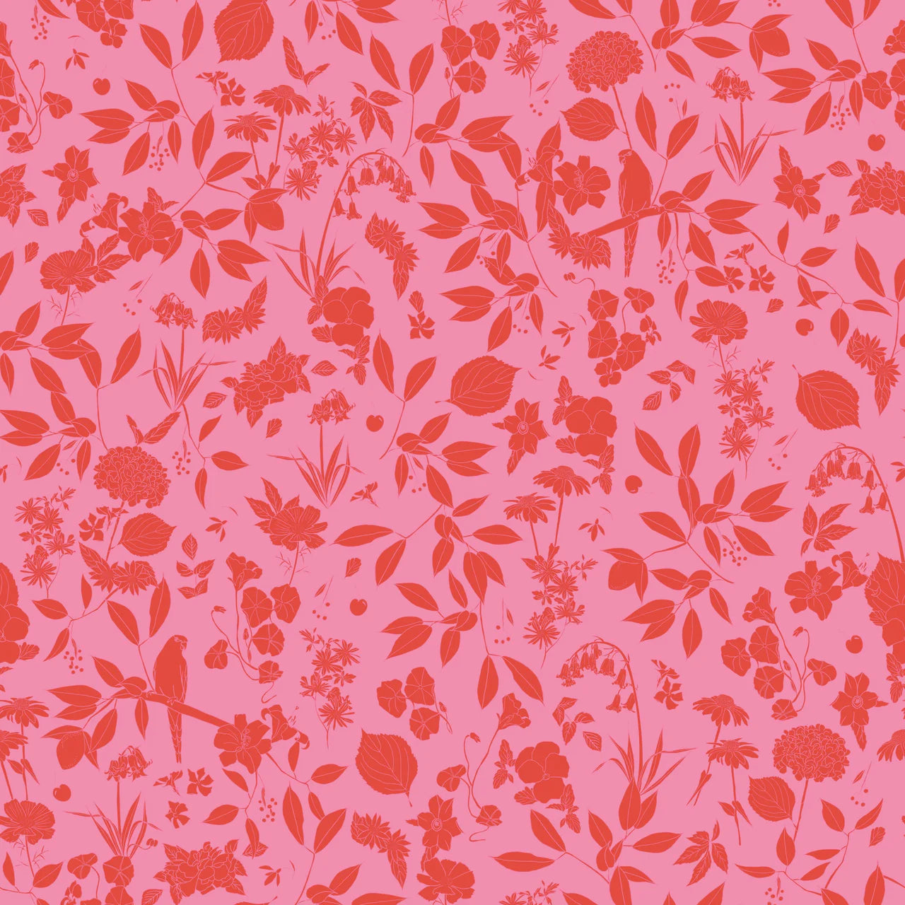 Coral Pink Botanical Bloom Midi Dress