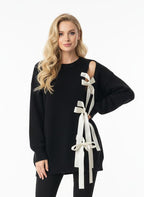 Bowknot Round Neck Pullover