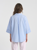 Dory Poplin Wide Sleeve Blue Shirt