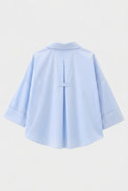 Dory Poplin Wide Sleeve Blue Shirt