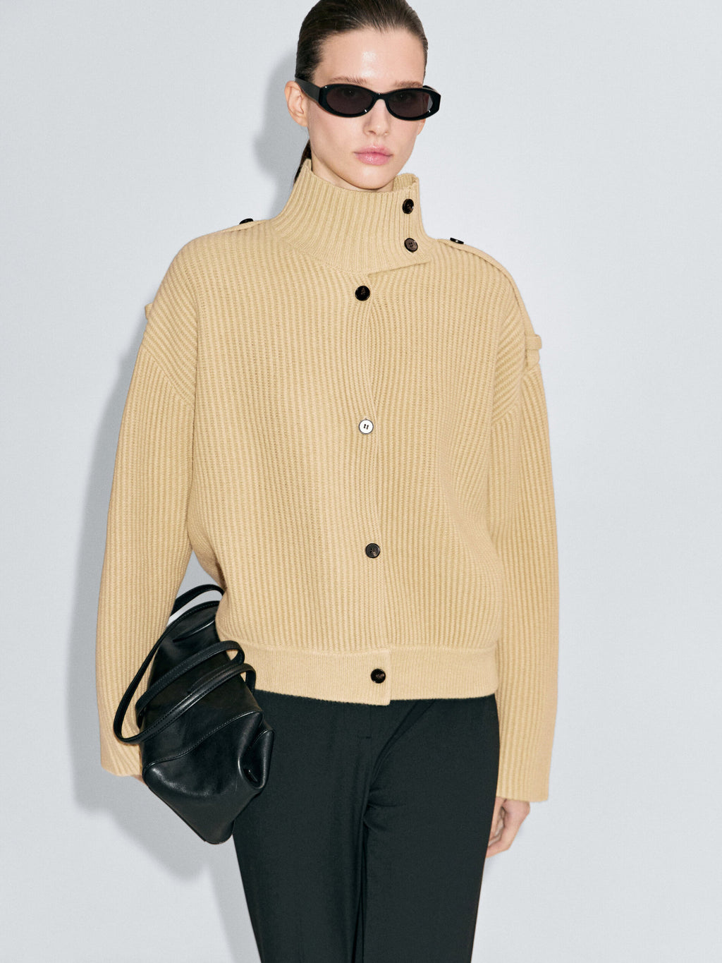Solenne Turtleneck Knitted Cardigan