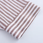 Linen Blended Wide Sleeve Purple Stripes Shirt