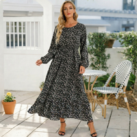 Black Ditsy Floral Lantern Maxi Dress