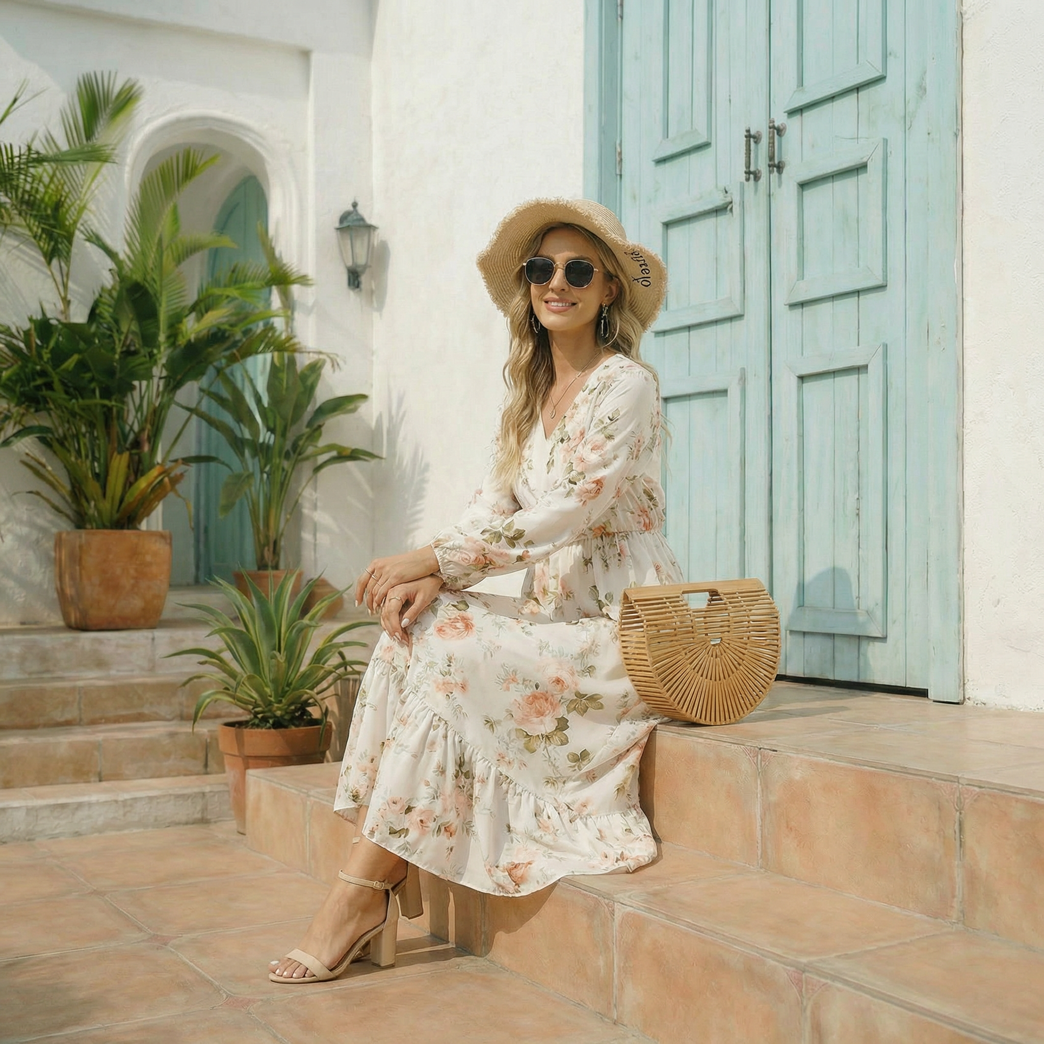 Boho Floral Swing Maxi Dress