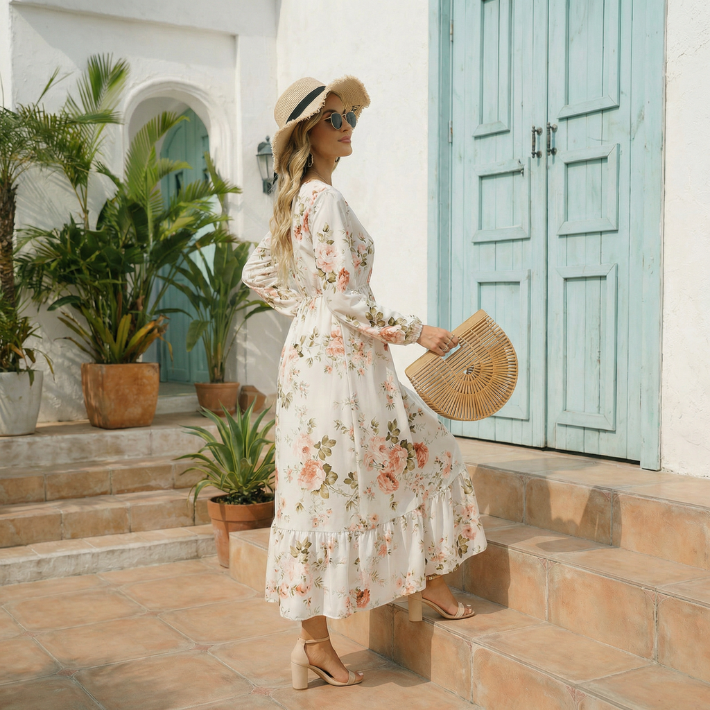 Boho Floral Swing Maxi Dress