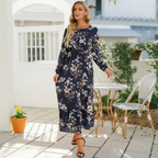 Midnight Navy Botanical Maxi Dress