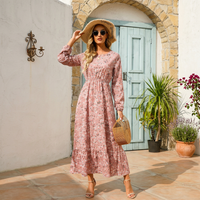 Dusty Rose Ditsy Floral Boho Maxi Dress