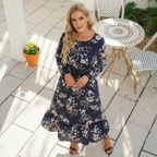 Midnight Navy Botanical Maxi Dress