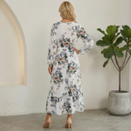 White Botanical Bloom Maxi Dress