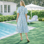 Blue Hydrangea Midi Dress