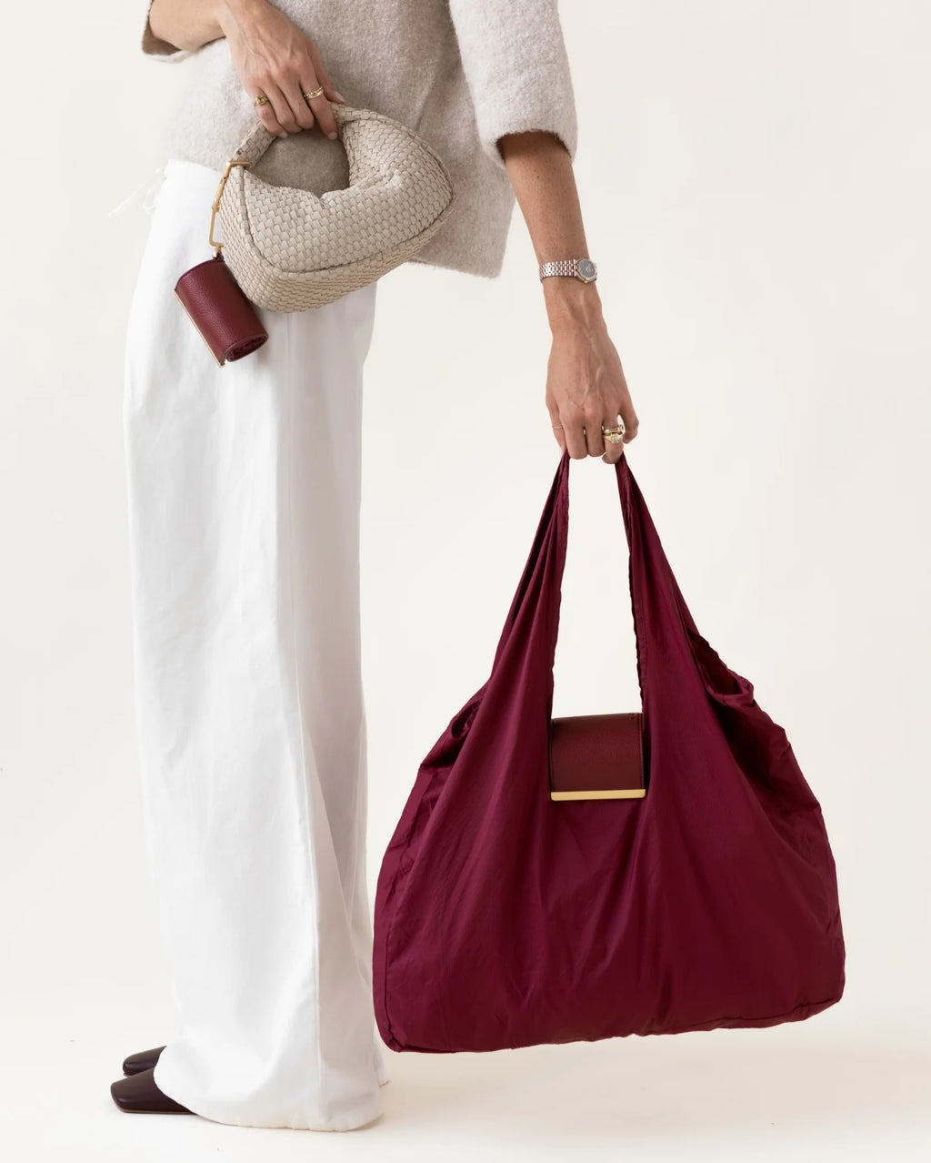 Sebastiann keychain tote - burgundy