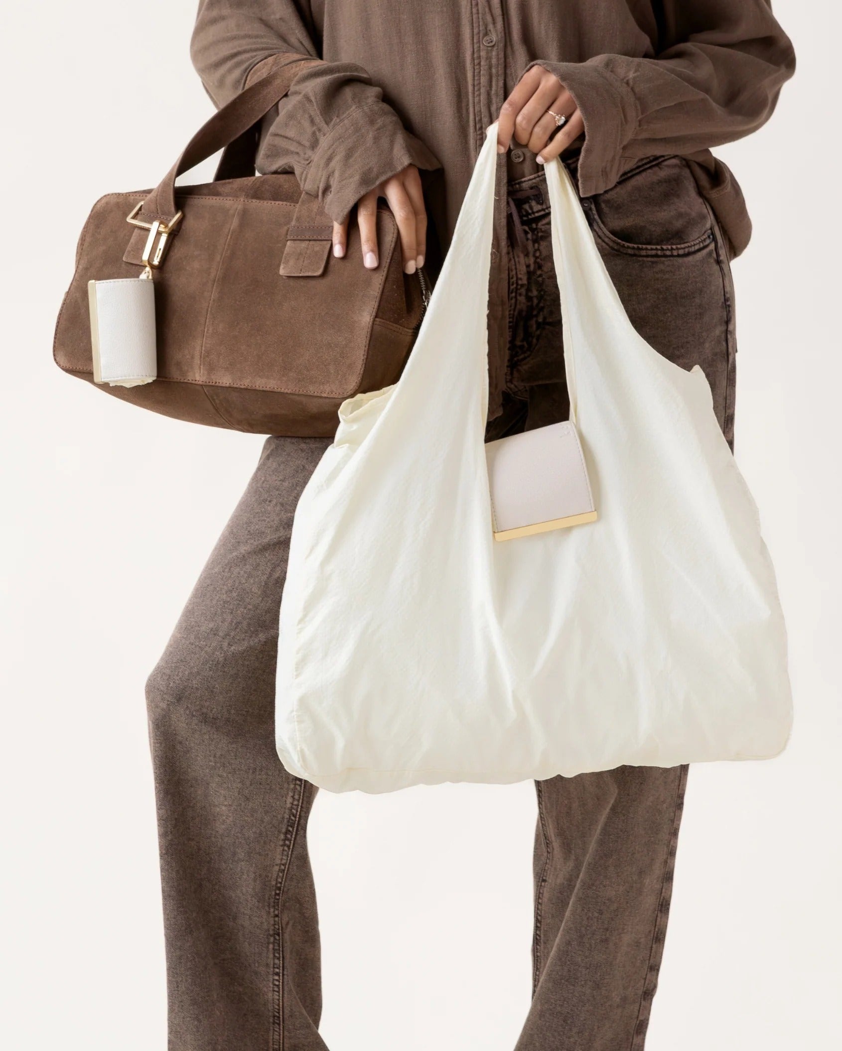 Sebastiann keychain tote - cream