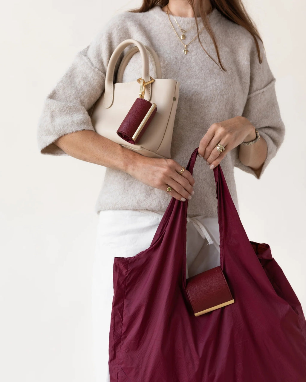 Sebastiann keychain tote - burgundy